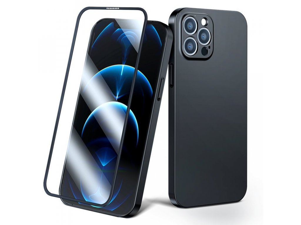 360 Full Case iPhone 13 Pro zadní a přední kryt + tvrzené sklo černý