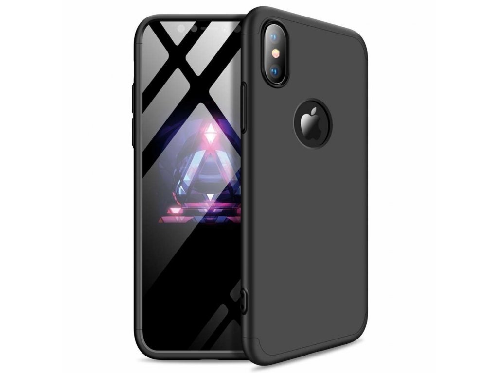 360 Protection Case pouzdro na přední i zadní část telefonu iPhone XS Max černé (logo hole)