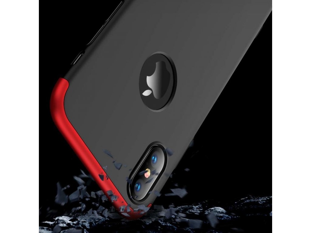 360 Protection Case pouzdro na přední i zadní část telefonu iPhone XS Max černo/červené (logo hole)