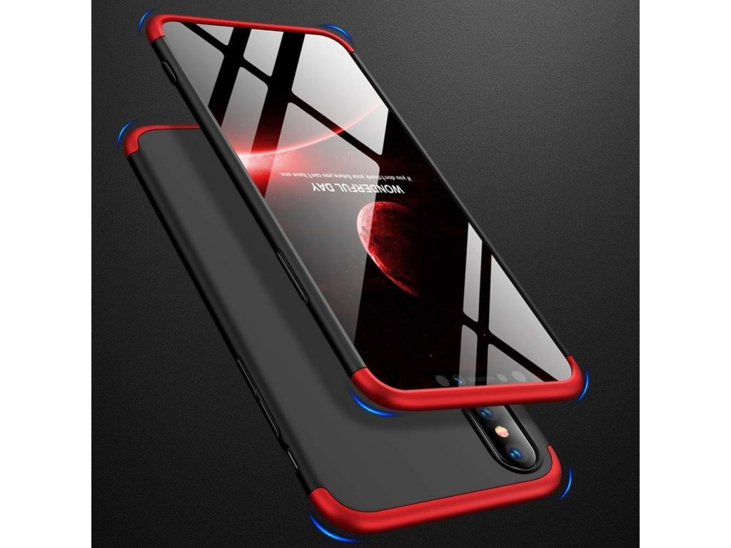 360 Protection Case pouzdro na přední i zadní část telefonu iPhone XS Max černo/červené (logo hole)