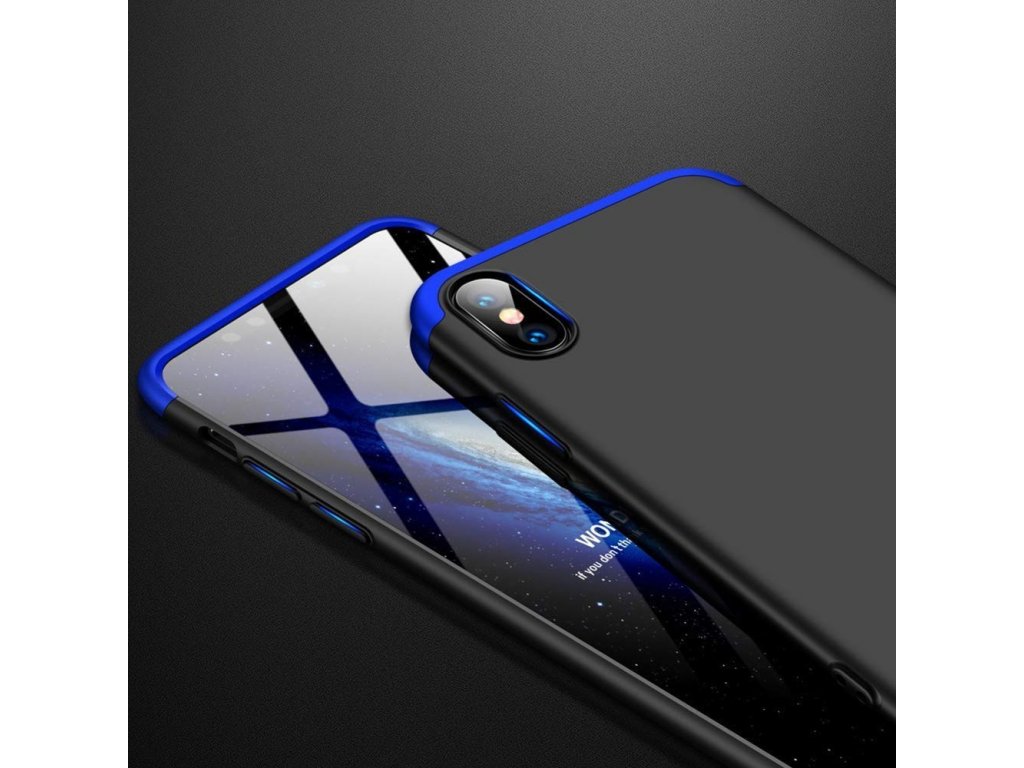 360 Protection Case pouzdro na přední i zadní část telefonu iPhone XS Max černo/modré