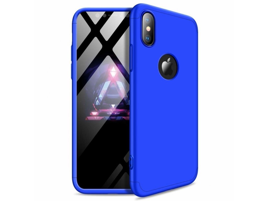 360 Protection Case pouzdro na přední i zadní část telefonu iPhone XS Max modré (logo hole)