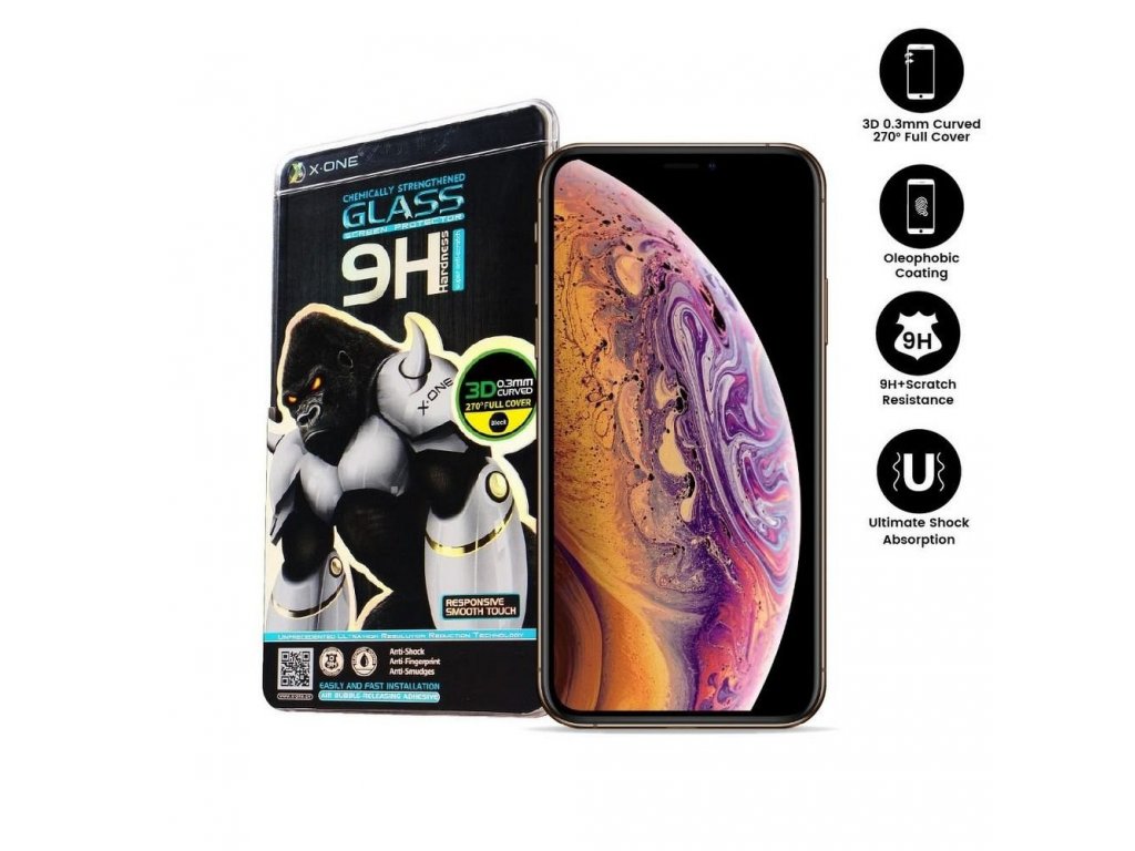 3D tvrzené sklo pro iPhone X/Xs černé