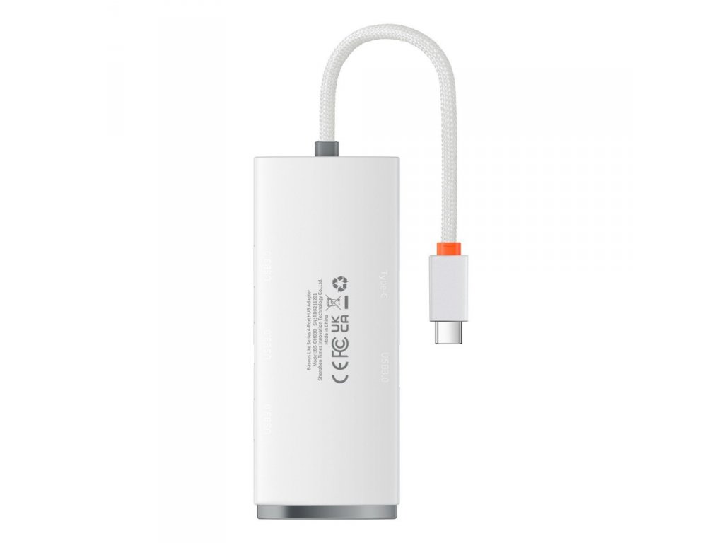 Adaptér HUB USB Type C - 4x USB 3.0 25cm - bílý 25cm (WKQX030302)