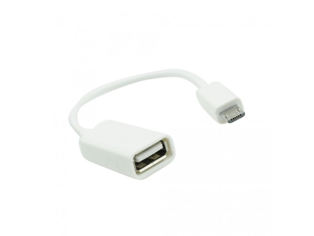 Adaptér kabel MicroUSB - OTG kabel bílý