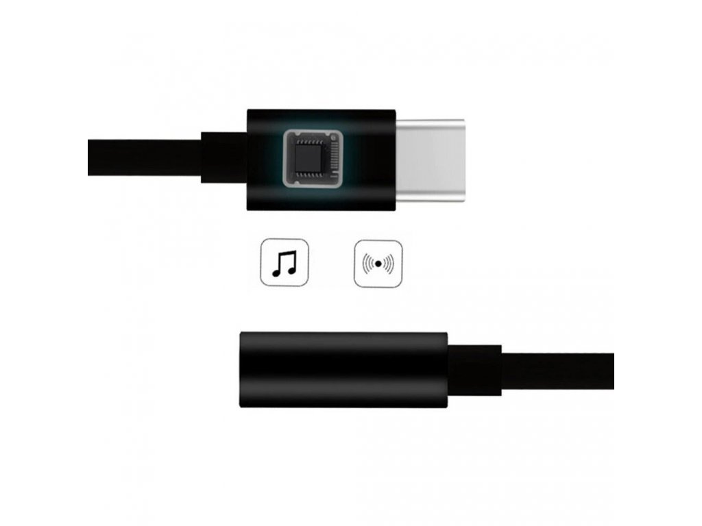 Adaptér z USB Typ C na audio 3.5 mini jack černý