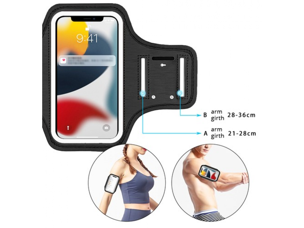 Armband držák pro iPhone4/4S/telefony 2.8–3,5"  vodotěsný - černý