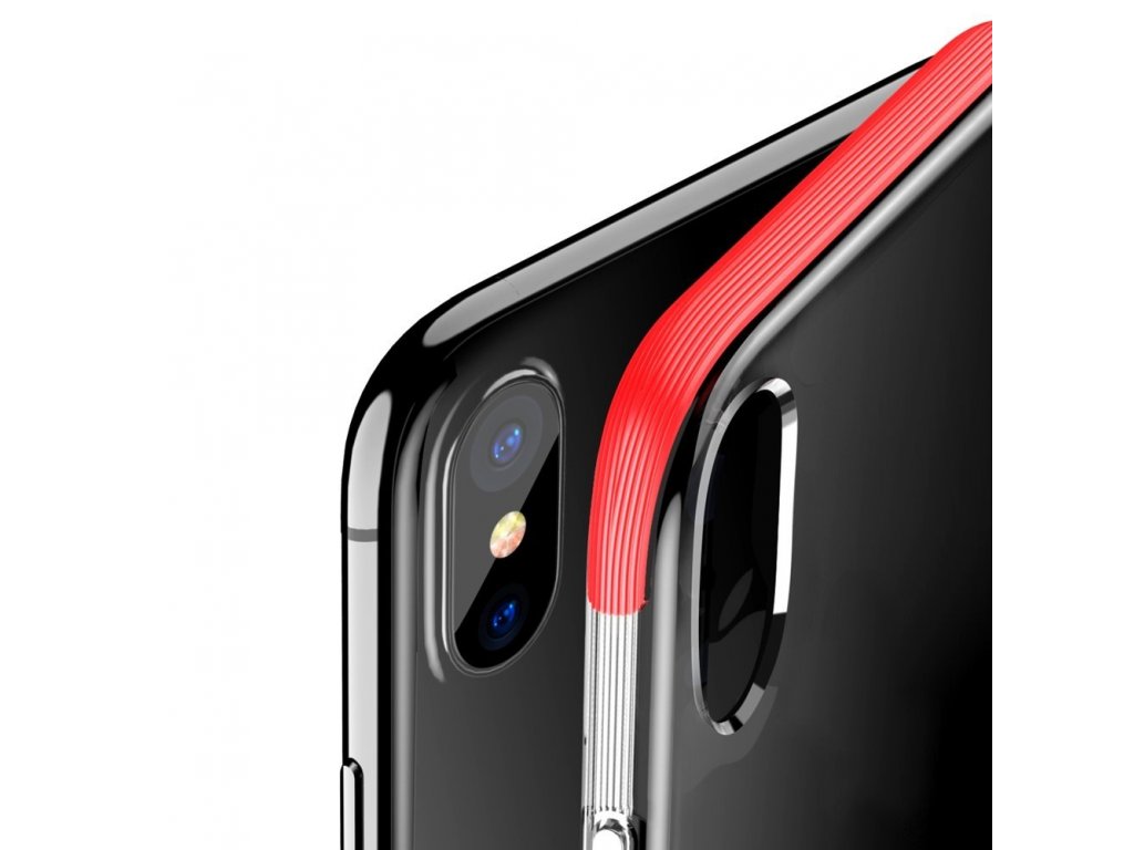 Armor Case průsvitné pouzdro se zesíleným rámem iPhone X červené