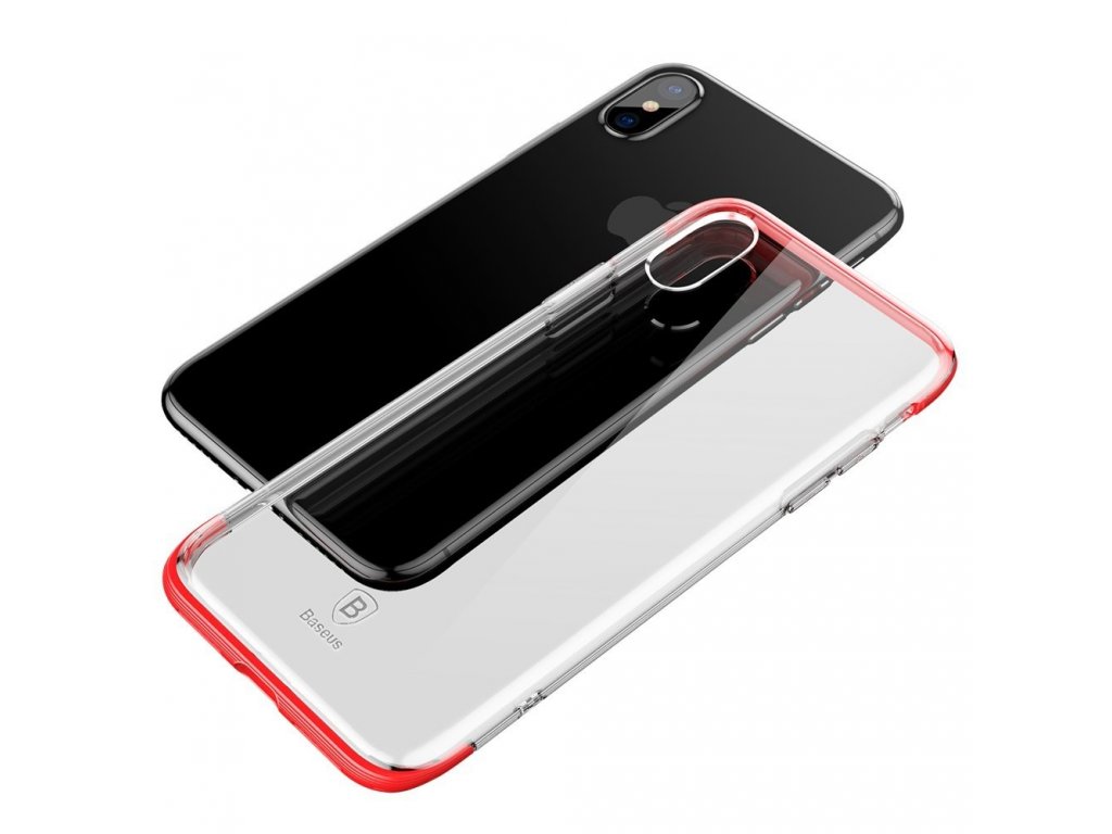 Armor Case průsvitné pouzdro se zesíleným rámem iPhone X červené