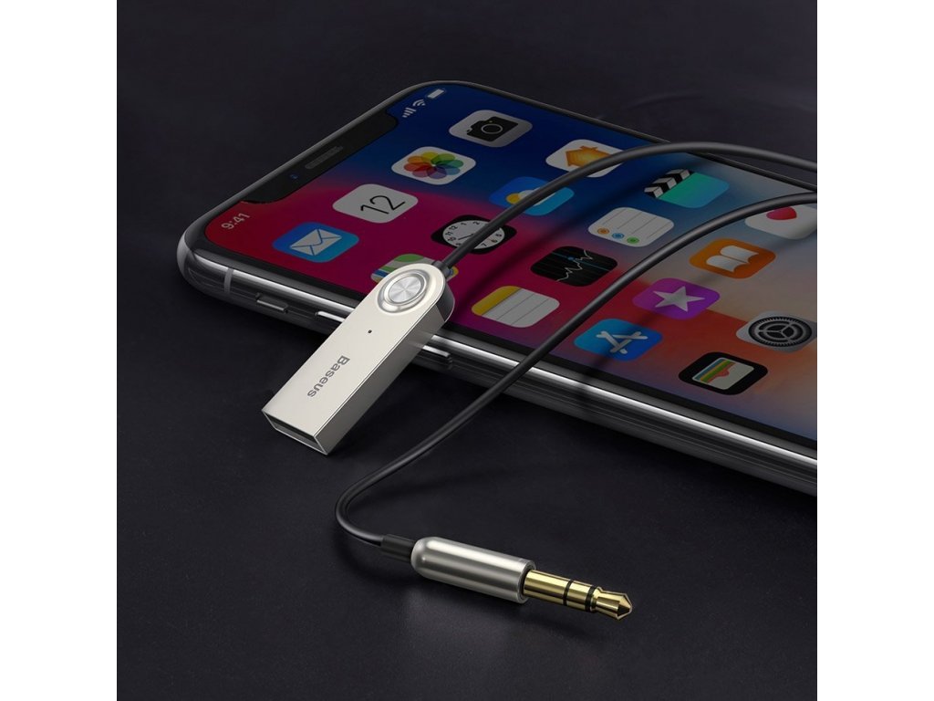 BA01 přijímač Bluetooth 5.0 kabel USB adaptér audio AUX jack černý (CABA01-01)