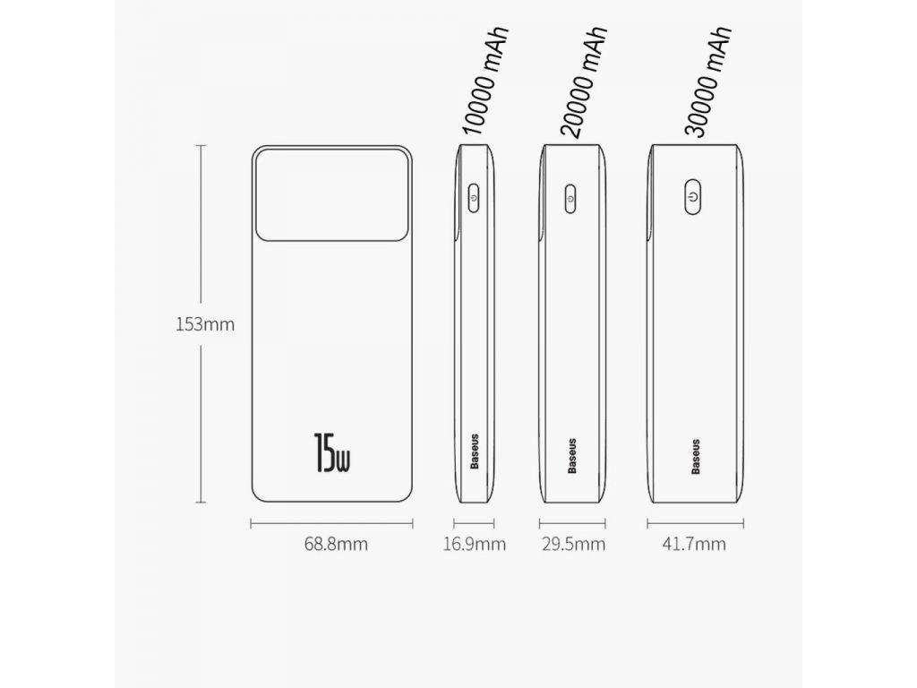 Bipow powerbanka s displejem 10000mAh 15W černá (Overseas Edition) + USB-A - Micro USB 0,25m kabel černá (PPBD050001)