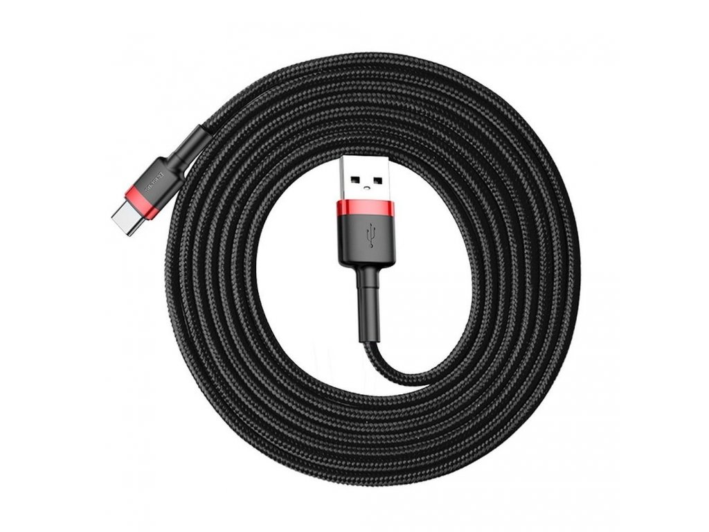 Super odolný kabel USB na USB-C 2A 2m červeno-černý