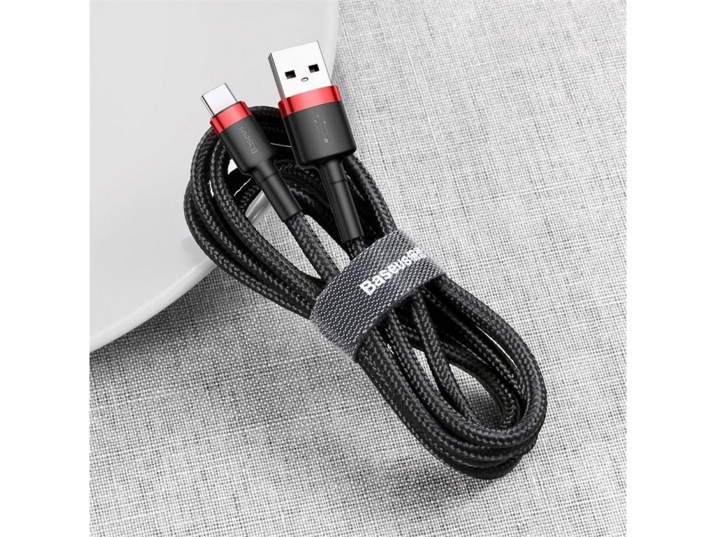 Super odolný kabel USB na USB-C 2A 2m červeno-černý