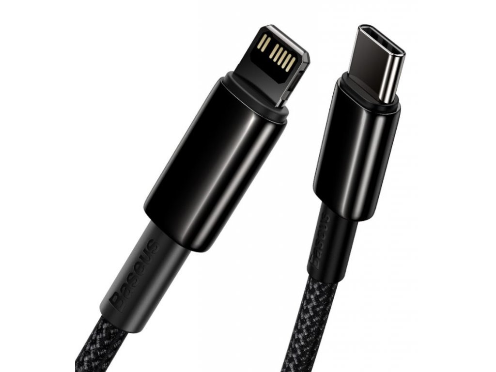 Rychlonabíjecí kabel Baseus Tungsten Gold USB-C to Lightning 20W 1m - černý