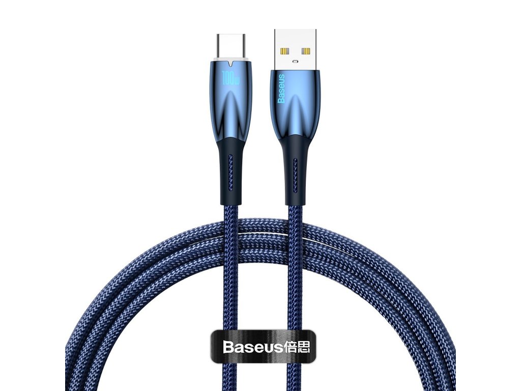 Baseus Glimmer Series rychlonabíjecí kabel USB-A - USB-C 100W 480Mbps 1m modrý