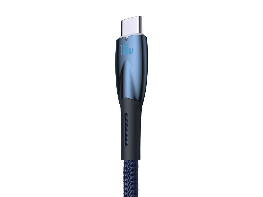 Baseus Glimmer Series rychlonabíjecí kabel USB-A - USB-C 100W 480Mbps 1m modrý