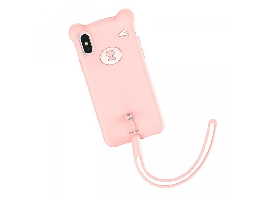 Bear Silicone Case silikonové pouzdro s řemínkem na zápěstí iPhone XS / iPhone X růžové (WIAPIPH58-BE04)