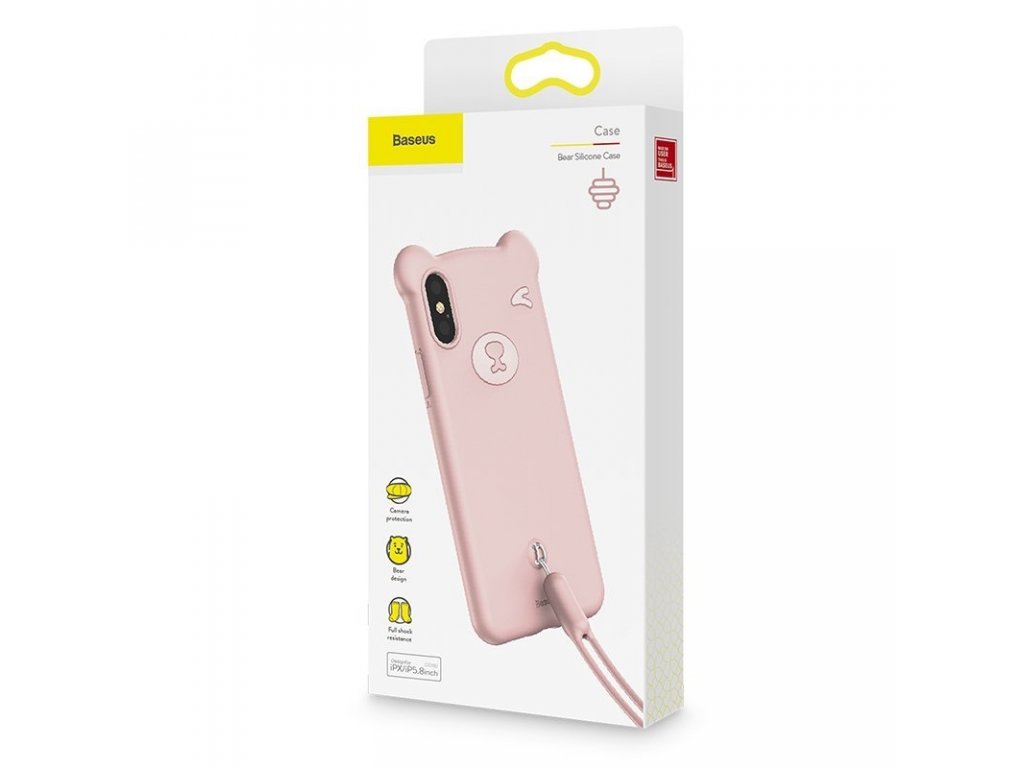 Bear Silicone Case silikonové pouzdro s řemínkem na zápěstí iPhone XS / iPhone X růžové (WIAPIPH58-BE04)