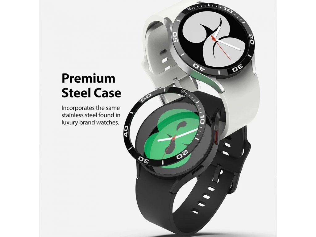 Bezel Styling rámeček stylové pouzdro rámeček obálka prsten pro Samsung Galaxy Watch 6 / 5 / 4 (40mm) stříbrná (nerezová ocel) (GW4-40-01)