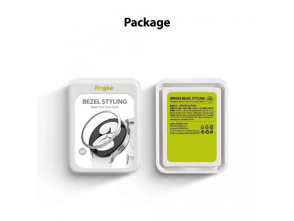 Bezel Styling rámeček stylové pouzdro rámeček obálka prsten pro Samsung Galaxy Watch 6 / 5 / 4 (40mm) stříbrná (nerezová ocel) (GW4-40-01)