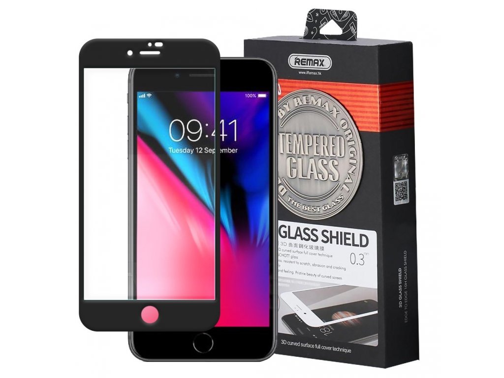 Caesar 3D Tempered Glass tvrzené sklo s rámem přes celý displej iPhone 8 Plus / 7 Plus černé