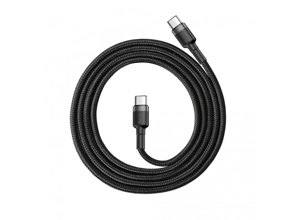 Cafule Cable odolný nylonový kabel USB-C PD / USB-C PD PD2.0 60W 20V 3A QC3.0 1M černo-šedý (CATKLF-G91)