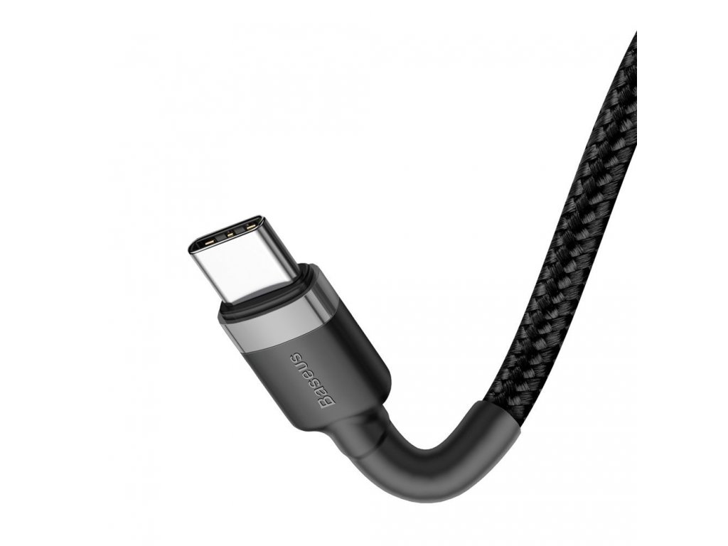 Cafule Cable odolný nylonový kabel USB-C PD / USB-C PD PD2.0 60W 20V 3A QC3.0 1M černo-šedý (CATKLF-G91)