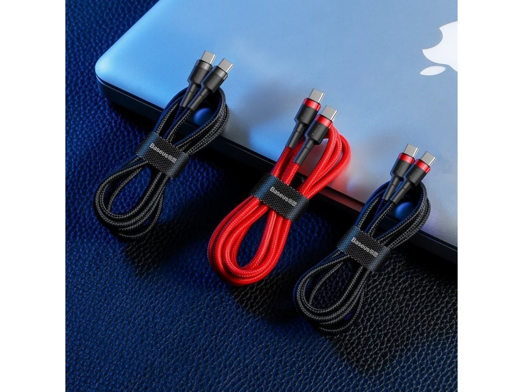 Cafule Cable odolný nylonový kabel USB-C PD / USB-C PD PD2.0 60W 20V 3A QC3.0 1M černo-šedý (CATKLF-G91)