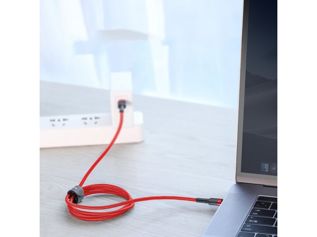 Cafule Cable odolný nylonový kabel USB-C PD / USB-C PD PD2.0 60W 20V 3A QC3.0 1M černo-šedý (CATKLF-G91)