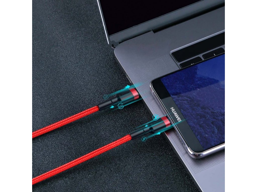 Cafule Cable odolný nylonový kabel USB-C PD / USB-C PD PD2.0 60W 20V 3A QC3.0 1M černo-šedý (CATKLF-G91)