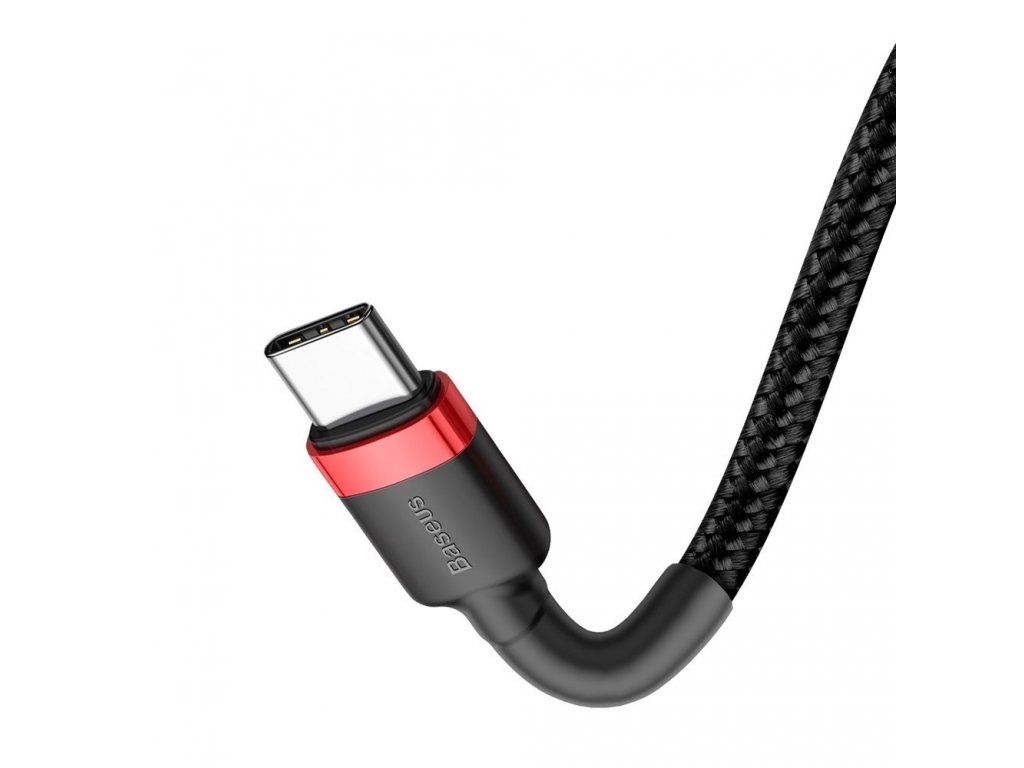 Cafule Cable odolný nylonový kabel USB-C PD / USB-C PD PD2.0 60W 20V 3A QC3.0 2M černo-červený (CATKLF-H91)