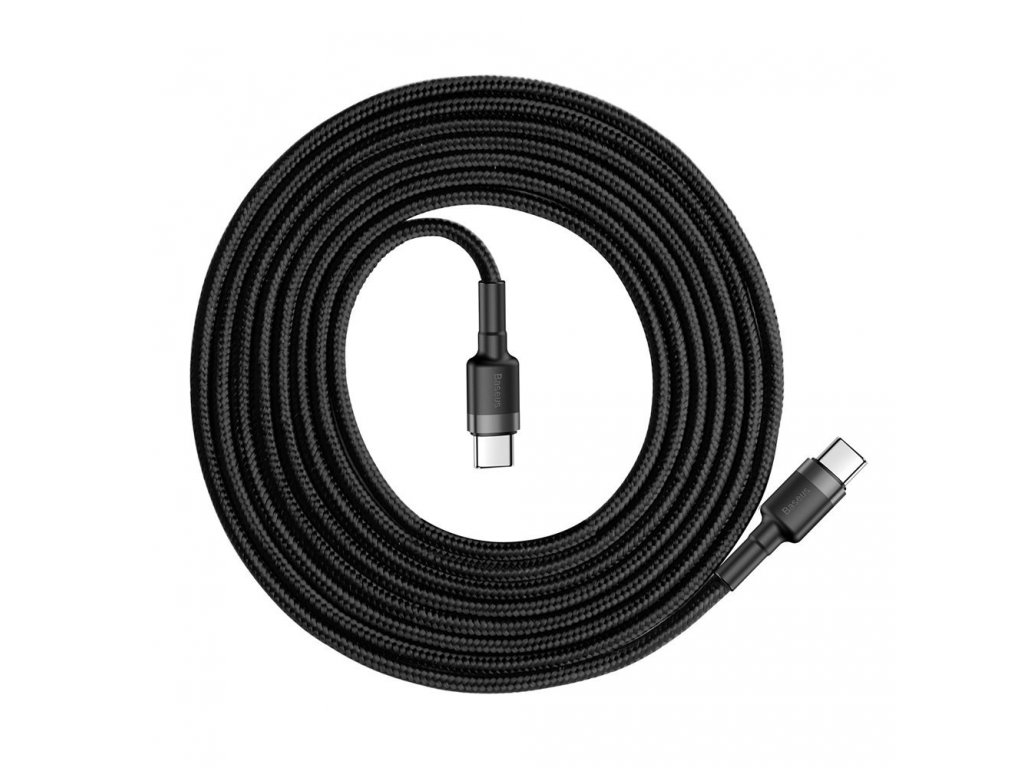 Cafule Cable odolný nylonový kabel USB-C PD / USB-C PD PD2.0 60W 20V 3A QC3.0 2M černo-šedý (CATKLF-HG1)