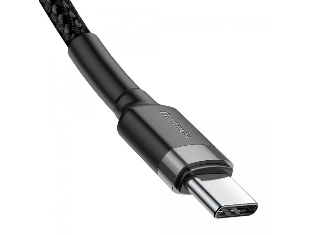 Cafule Cable odolný nylonový kabel USB-C PD / USB-C PD PD2.0 60W 20V 3A QC3.0 2M černo-šedý (CATKLF-HG1)