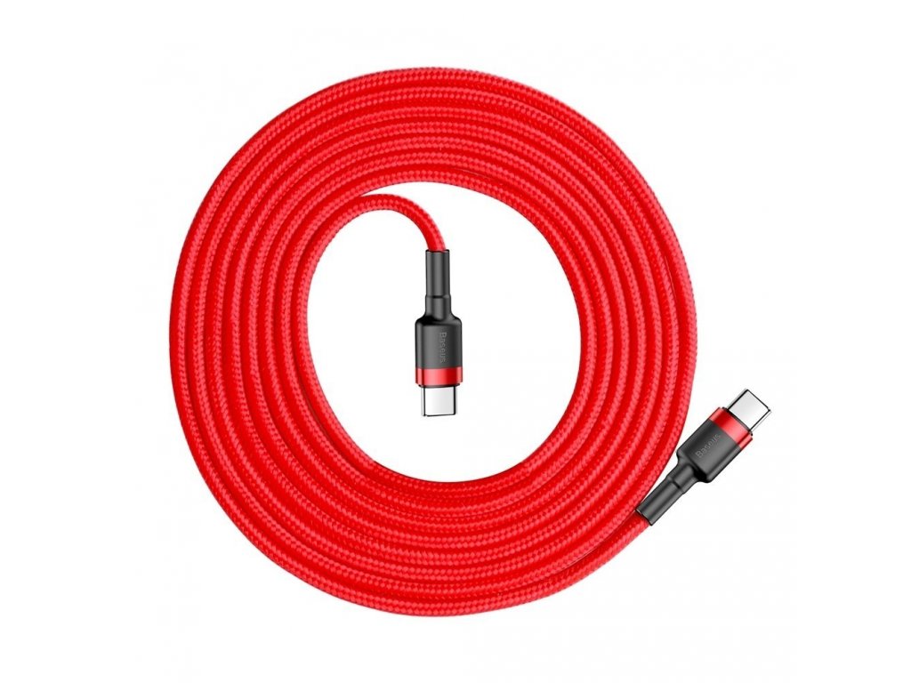 Cafule Cable odolný nylonový kabel USB-C PD / USB-C PD PD2.0 60W 20V 3A QC3.0 2M červený (CATKLF-H09)