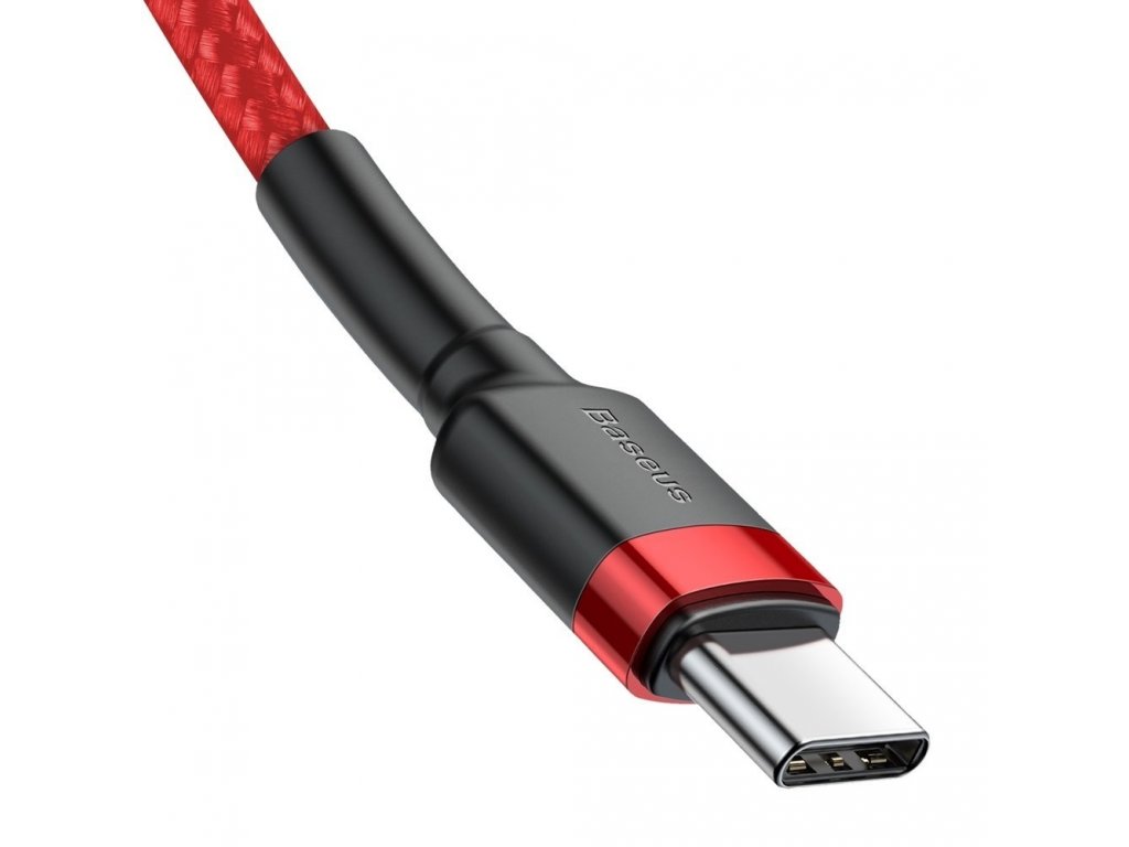 Cafule Cable odolný nylonový kabel USB-C PD / USB-C PD PD2.0 60W 20V 3A QC3.0 2M červený (CATKLF-H09)