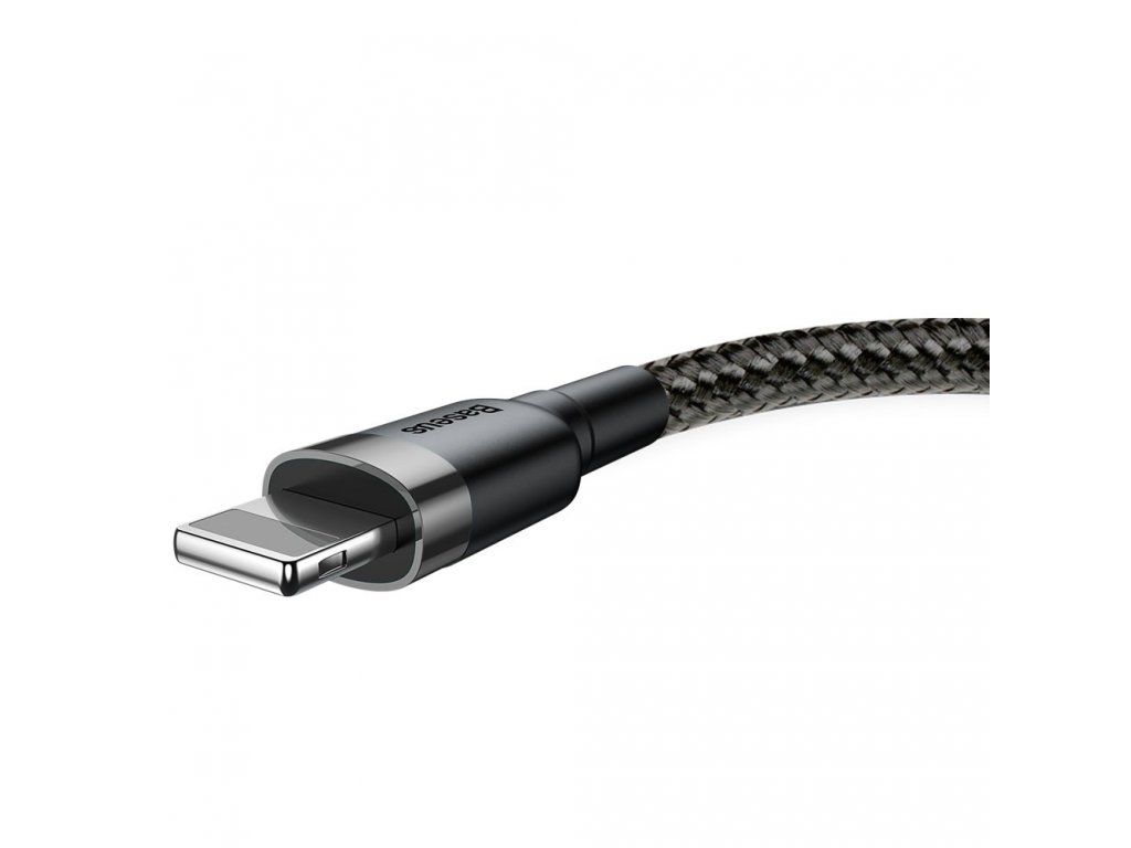 Cafule Cable odolný nylonový kabel USB / Lightning QC3.0 1.5A 2M černo-šedý (CALKLF-CG1)