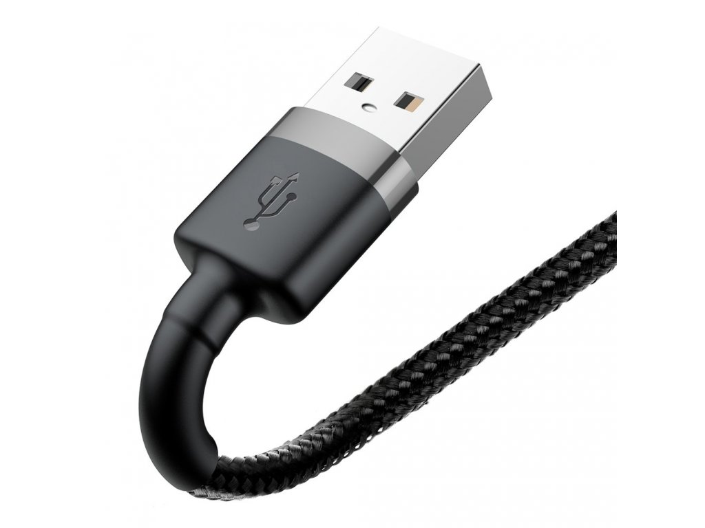 Cafule Cable odolný nylonový kabel USB / Lightning QC3.0 1.5A 2M černo-šedý (CALKLF-CG1)