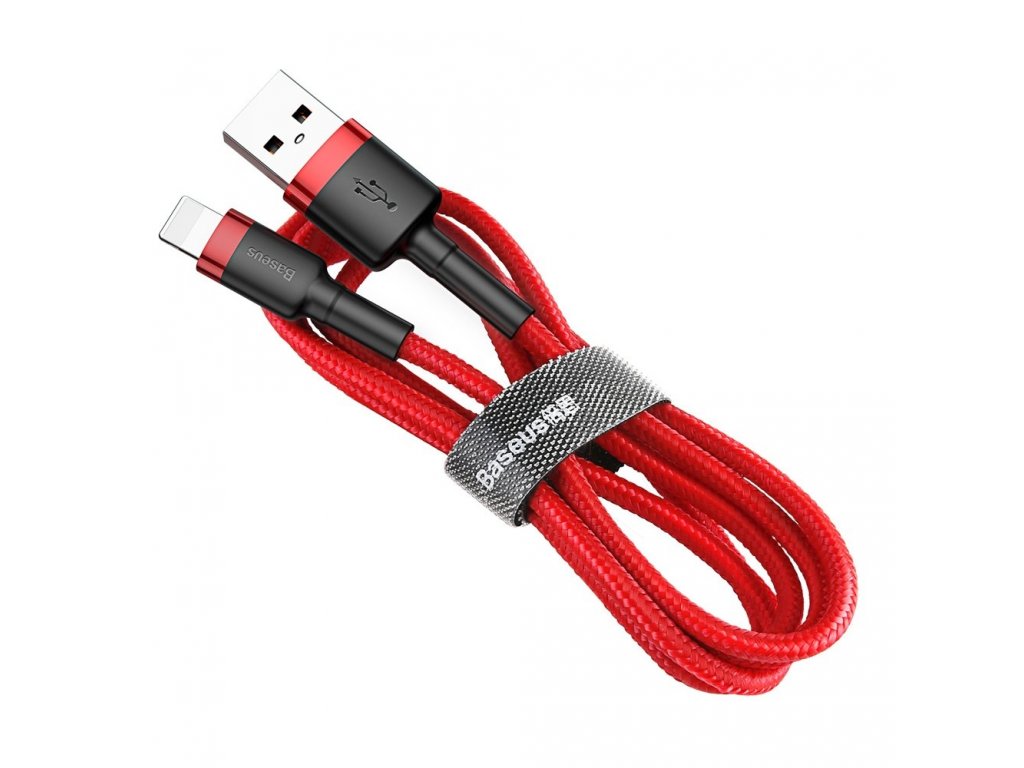 Cafule Cable odolný nylonový kabel USB / Lightning QC3.0 1.5A 2M červený (CALKLF-C09)