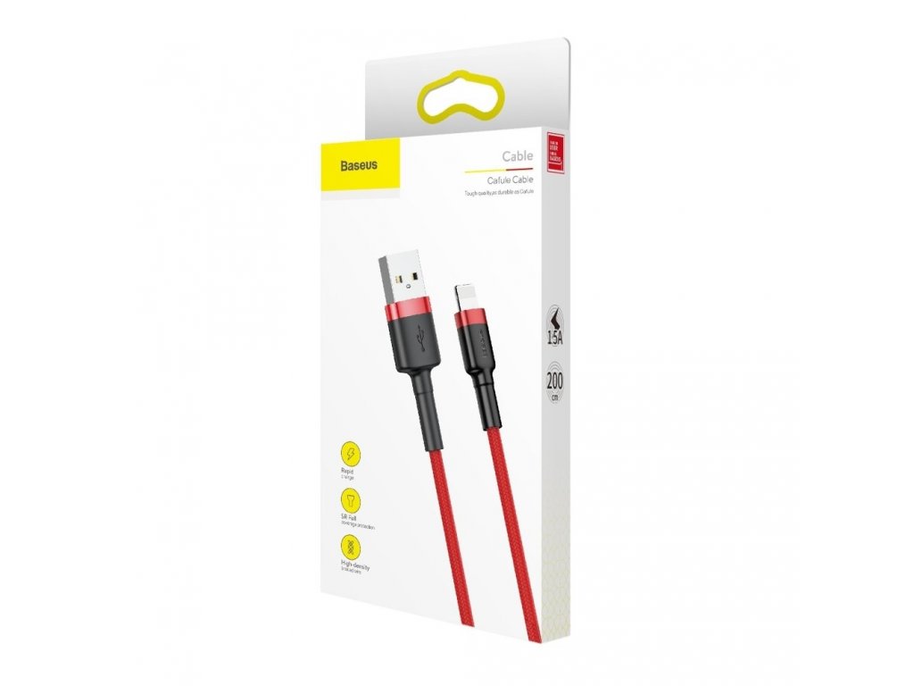 Cafule Cable odolný nylonový kabel USB / Lightning QC3.0 1.5A 2M červený (CALKLF-C09)