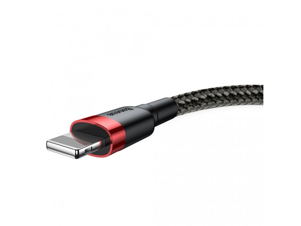 Cafule Cable odolný nylonový kabel USB / Lightning QC3.0 2.4A 0,5M černo-červený (CALKLF-A19)