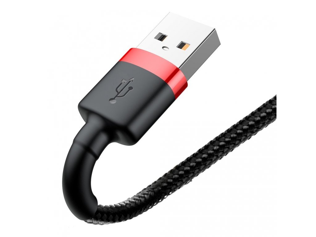 Cafule Cable odolný nylonový kabel USB / Lightning QC3.0 2.4A 0,5M černo-červený (CALKLF-A19)