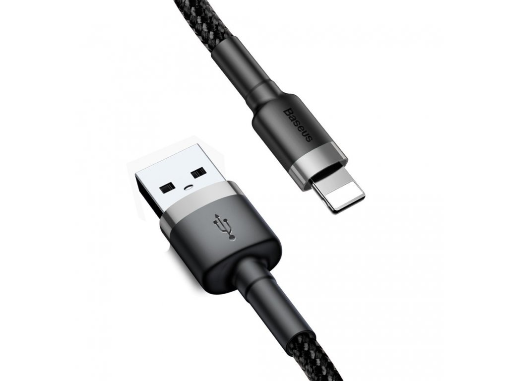 Cafule Cable odolný nylonový kabel USB / Lightning QC3.0 2.4A 0,5M černo-šedý (CALKLF-AG1)