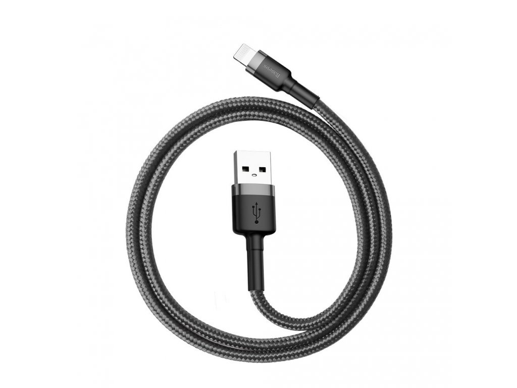 Cafule Cable odolný nylonový kabel USB / Lightning QC3.0 2.4A 0,5M černo-šedý (CALKLF-AG1)