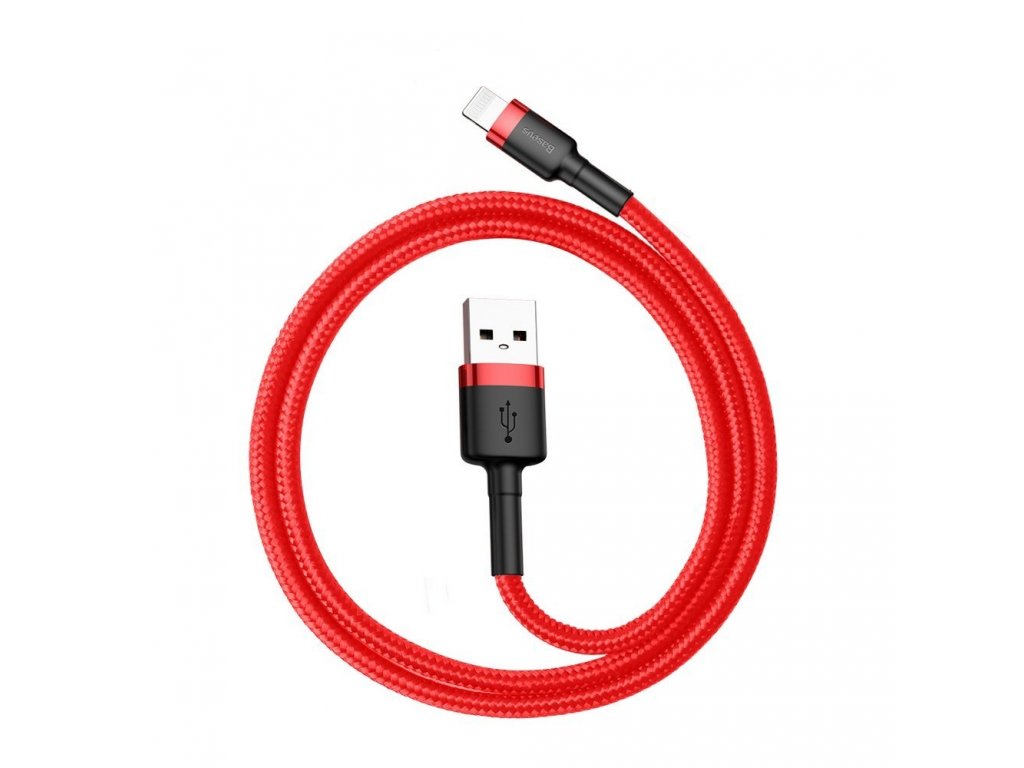 Cafule Cable odolný nylonový kabel USB / Lightning QC3.0 2.4A 0,5M červený (CALKLF-A09)