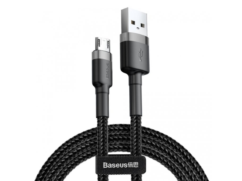 Cafule Cable odolný nylonový kabel USB / micro USB 2A 3M černo-šedý (CAMKLF-HG1)