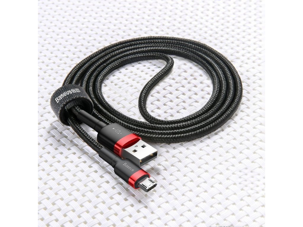 Cafule Cable odolný nylonový kabel USB / micro USB 2A 3M černo-šedý (CAMKLF-HG1)