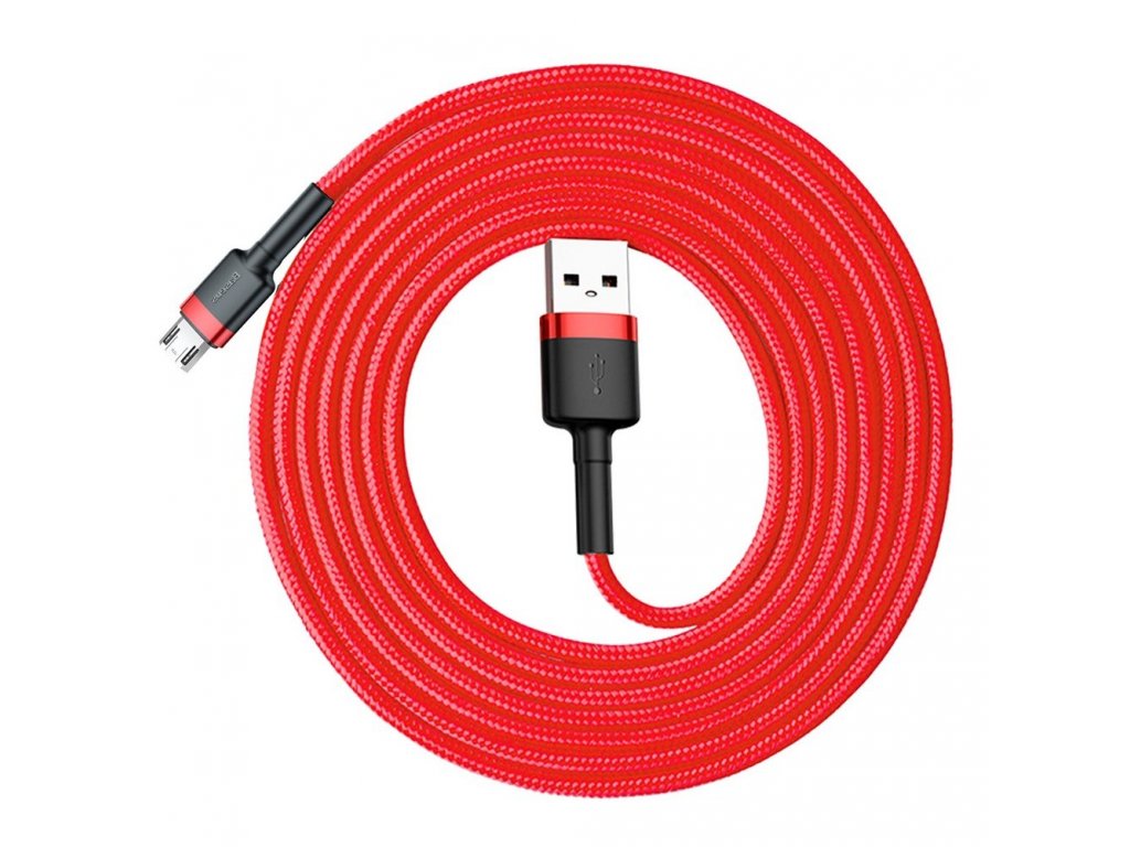 Cafule Cable odolný nylonový kabel USB / micro USB QC3.0 1.5A 2M červený (CAMKLF-C09)