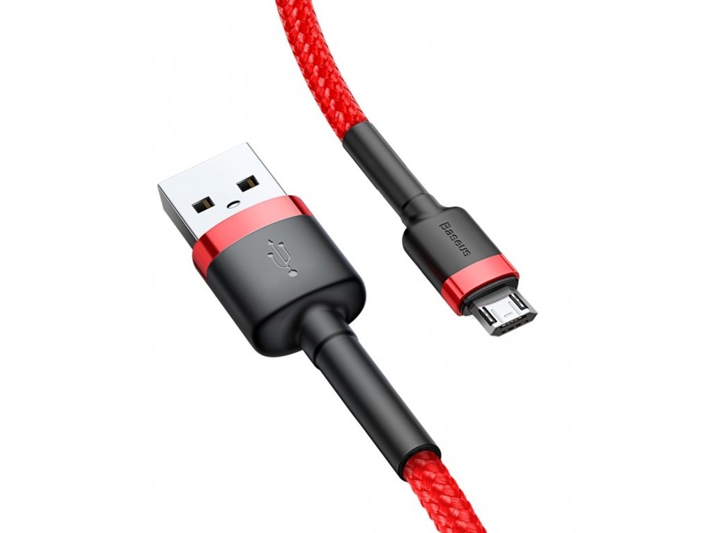 Cafule Cable odolný nylonový kabel USB / micro USB QC3.0 1.5A 2M červený (CAMKLF-C09)