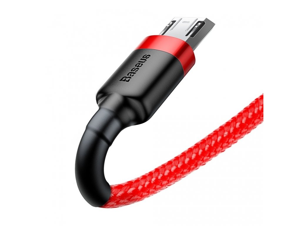 Cafule Cable odolný nylonový kabel USB / micro USB QC3.0 1.5A 2M červený (CAMKLF-C09)