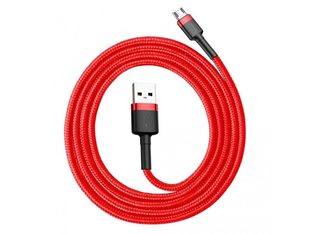 Cafule Cable odolný nylonový kabel USB / micro USB QC3.0 2.4A 1M červený (CAMKLF-B09)